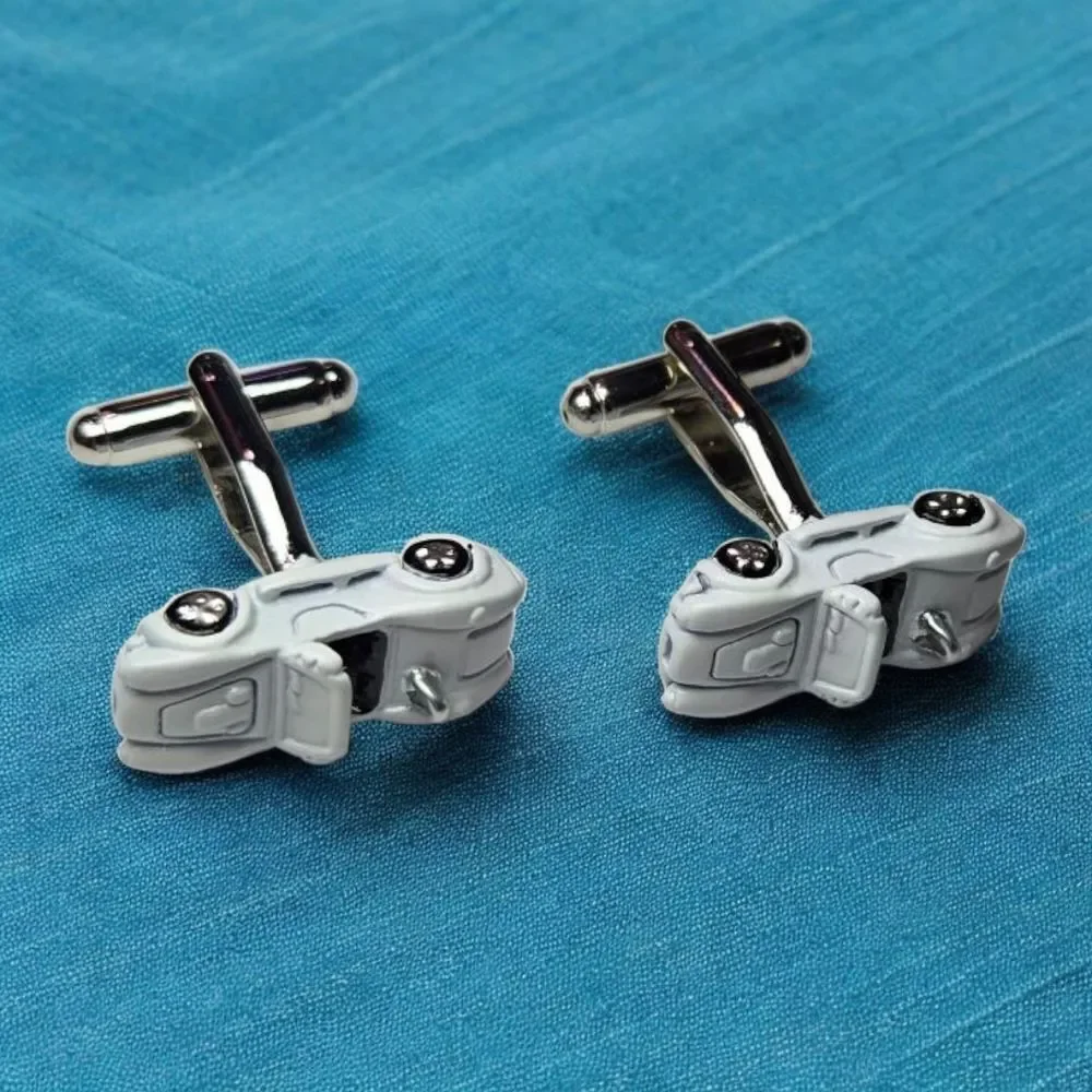 White Convertible Sport Car Cufflinks Tuxedo Formal Prom Office Tux Wedding Gift